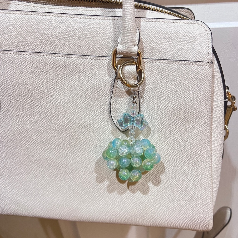 Buy 3 get 1 free❤️Green Beaded Heart Keychain and Bag Charm with Green Bow.